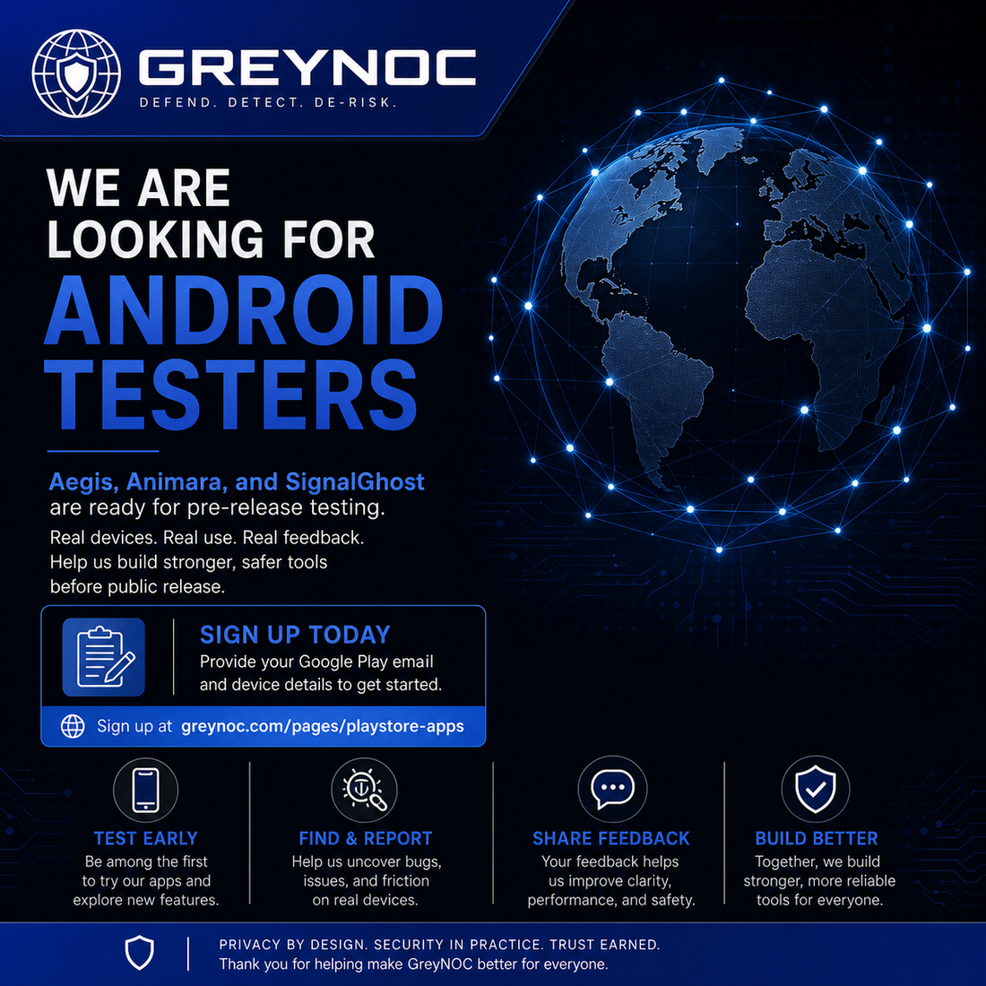 GreyNOC Needs Android Testers For Aegis, Animara, And SignalGhost
